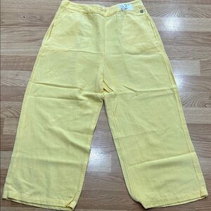 H26.  Bright Yellow Wide-Leg Linen Pants